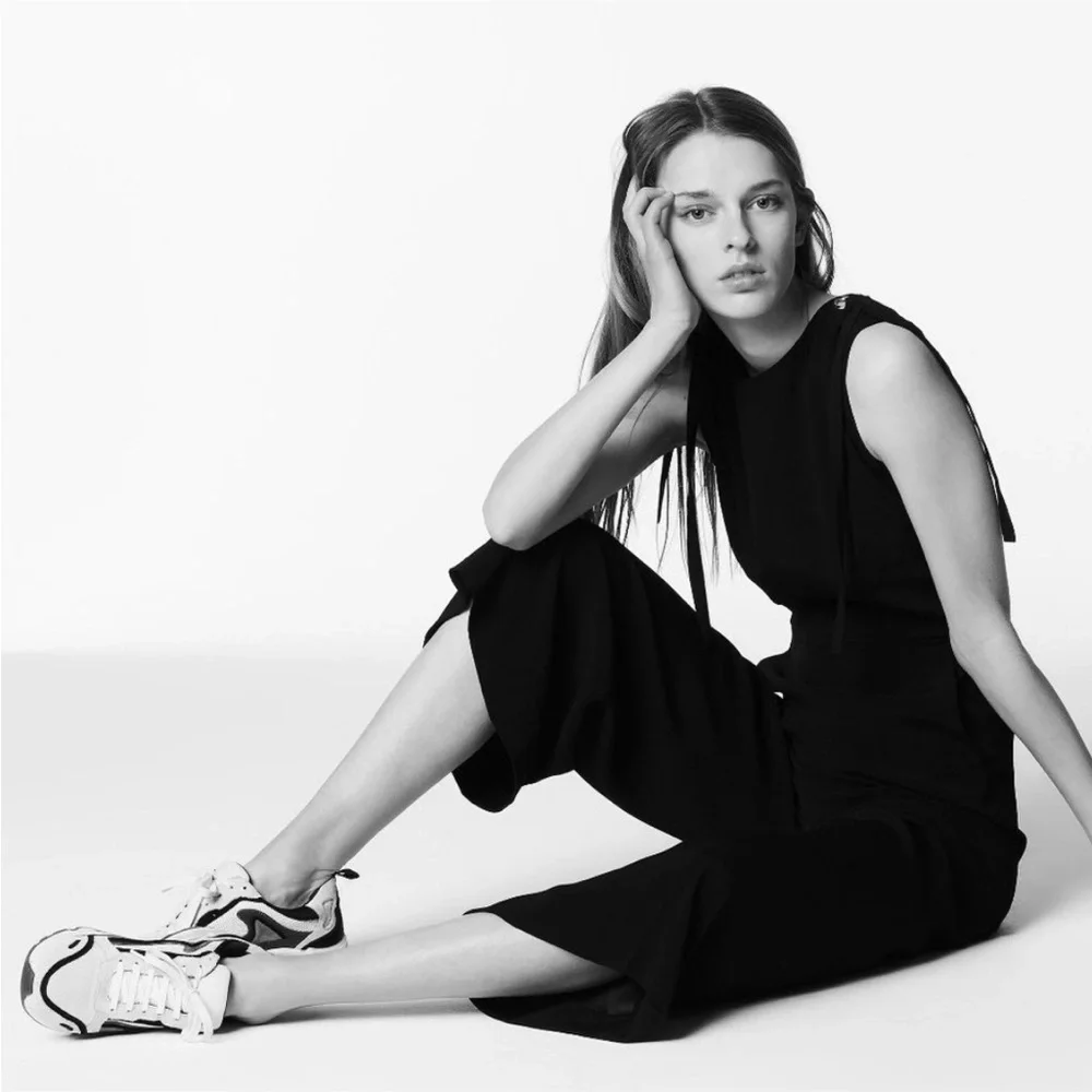 NWOT Sandro Paris Ermaline Lace Up Crepe Black Wide Leg Minimalist Jumpsuit Sm - Picture 3 of 6